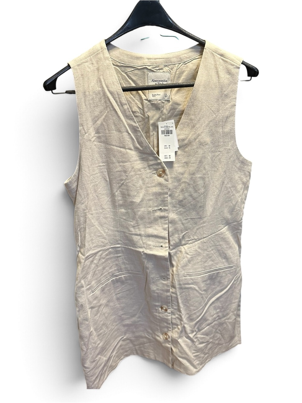 Abercrombie & Fitch Mara Linen-Blend Vest Mini Dress or top